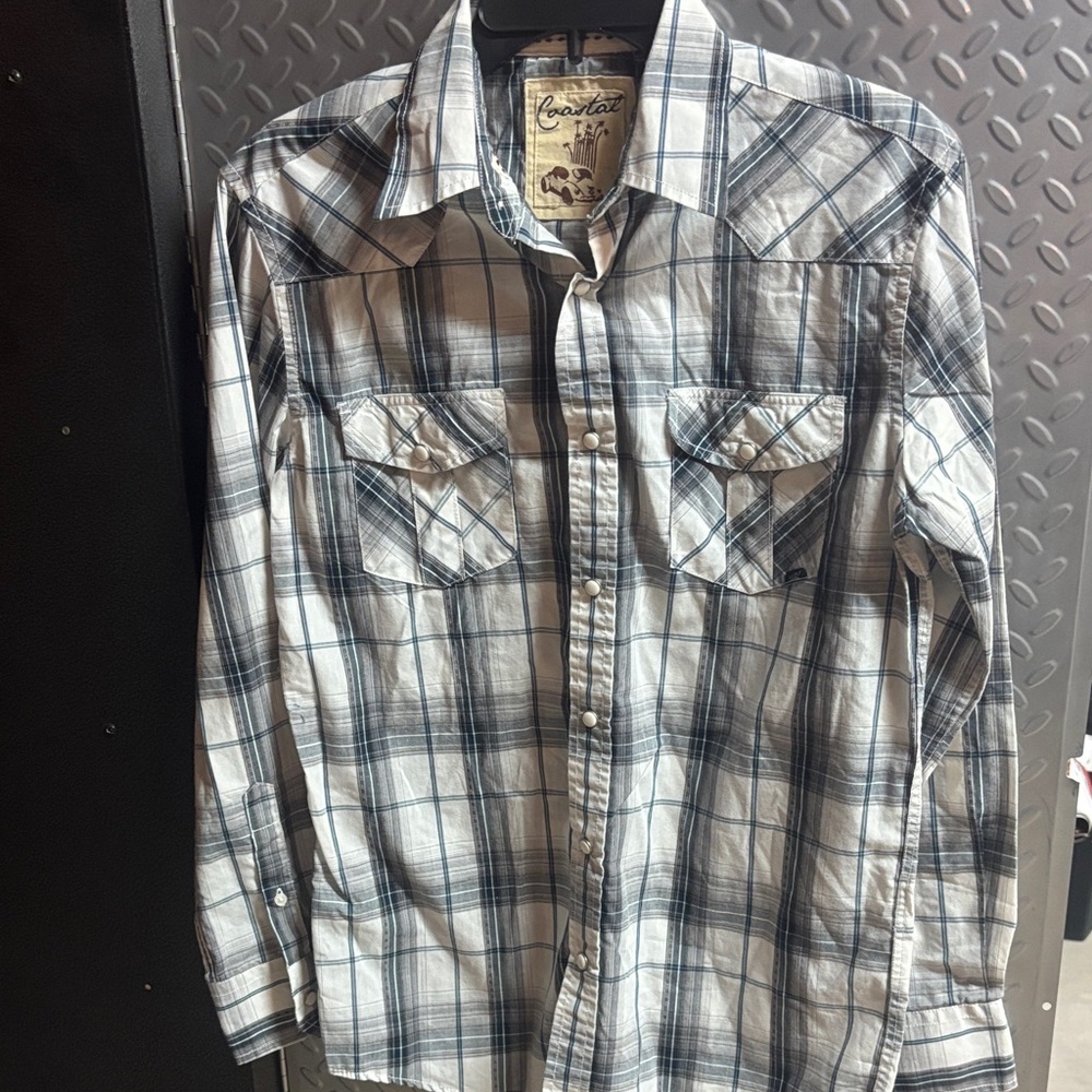 Coastal Men's Blue Plaid Casual Shirt